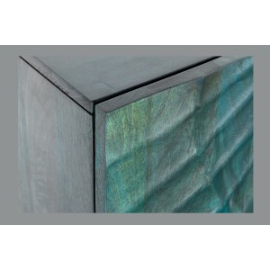 Buffet LUMBER 180 cm – Bois sculpté turquoise et doré, style design contemporain