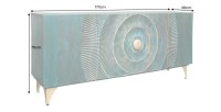 Buffet SOLARIS 180 cm en bois massif sculpté bleu et doré – 4 portes