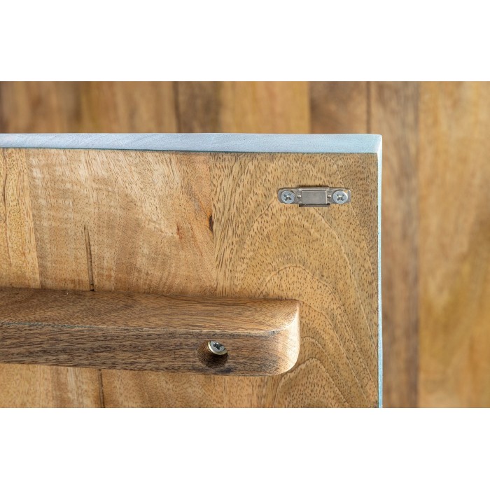 Buffet SOLARIS 180 cm en bois massif sculpté bleu et doré – 4 portes