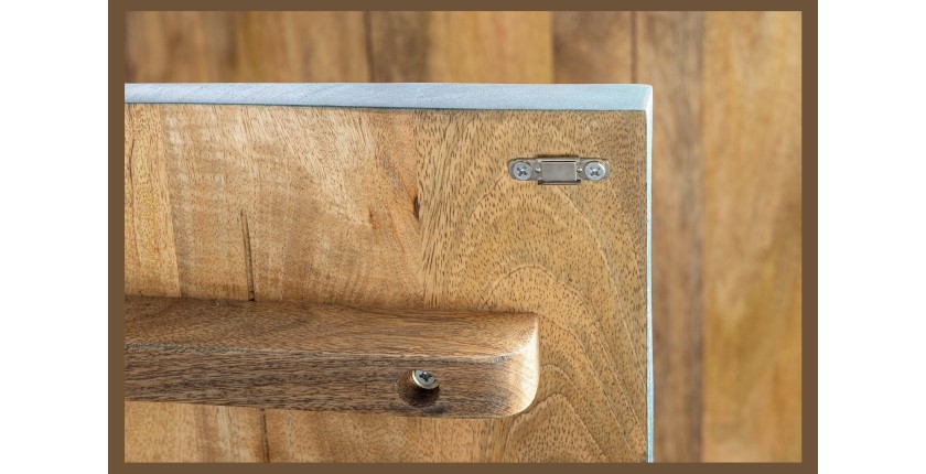 Buffet SOLARIS 180 cm en bois massif sculpté bleu et doré – 4 portes