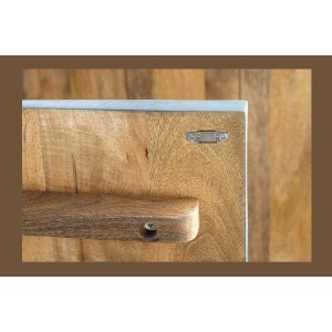 Buffet SOLARIS 180 cm en bois massif sculpté bleu et doré – 4 portes