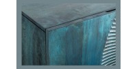 Buffet SOLARIS 180 cm en bois massif sculpté bleu et doré – 4 portes