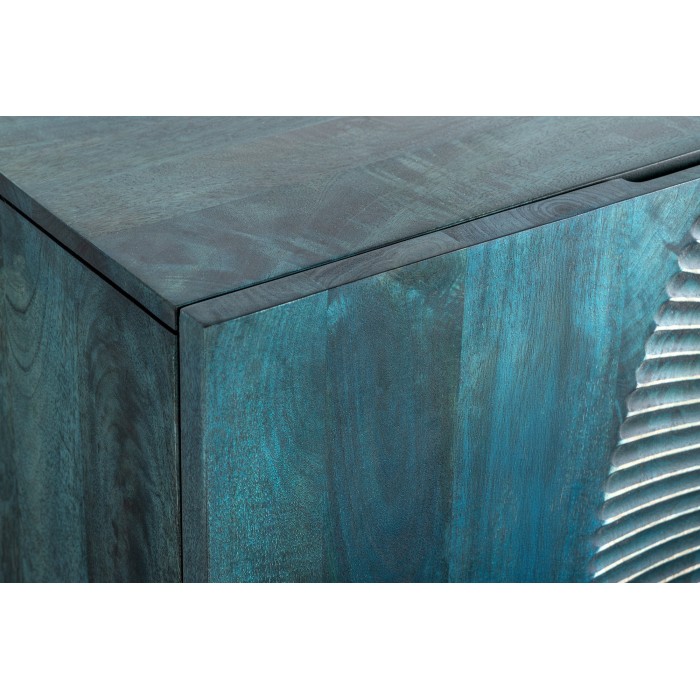 Buffet SOLARIS 180 cm en bois massif sculpté bleu et doré – 4 portes