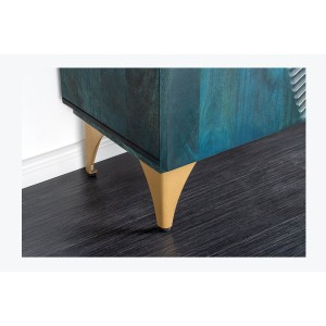 Buffet SOLARIS 180 cm en bois massif sculpté bleu et doré – 4 portes