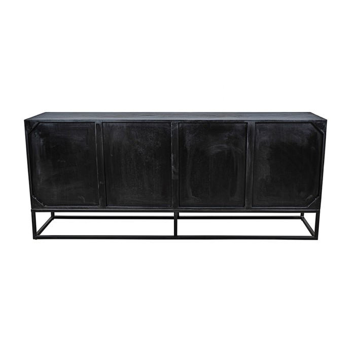 Buffet RAOKA 180 cm en bois massif de manguier et teck – Motif solaire sculpté
