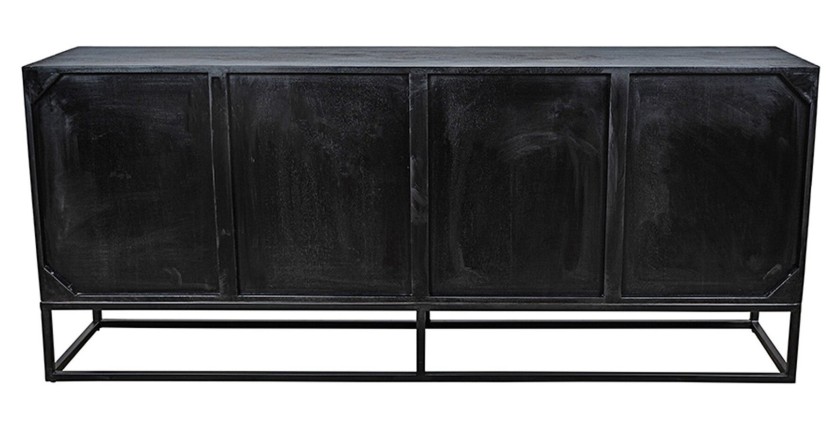 Buffet RAOKA 180 cm en bois massif de manguier et teck – Motif solaire sculpté