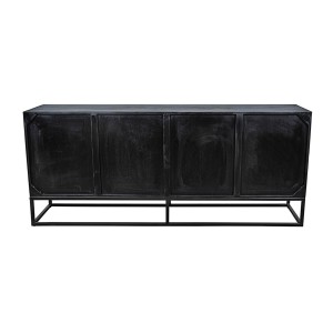 Buffet RAOKA 180 cm en bois massif de manguier et teck – Motif solaire sculpté