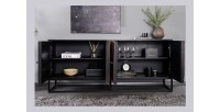 Buffet RAOKA 180 cm en bois massif de manguier et teck – Motif solaire sculpté