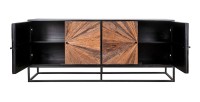 Buffet RAOKA 180 cm en bois massif de manguier et teck – Motif solaire sculpté