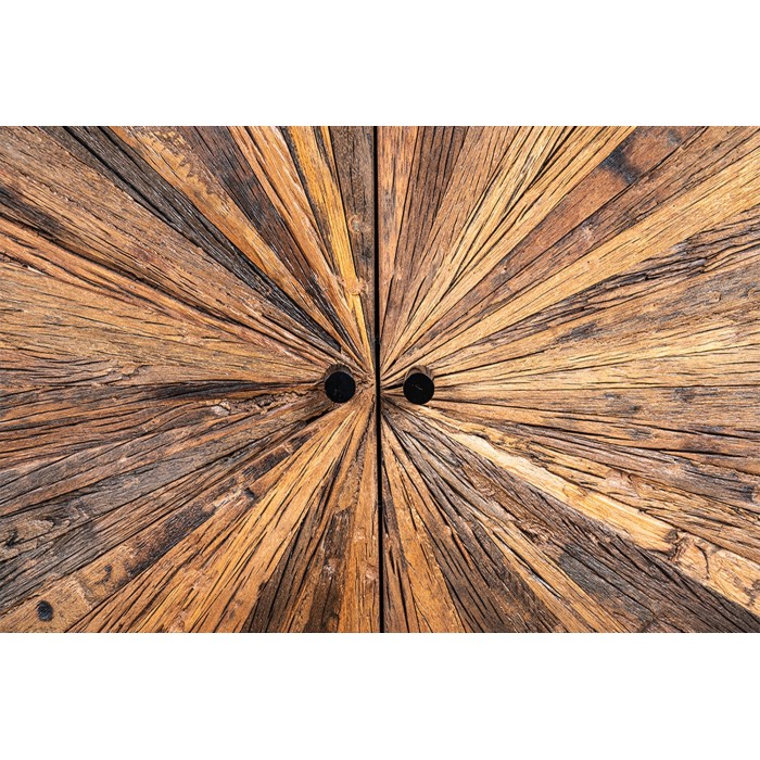 Buffet RAOKA 180 cm en bois massif de manguier et teck – Motif solaire sculpté