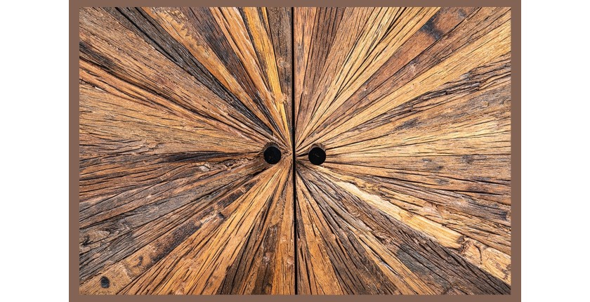 Buffet RAOKA 180 cm en bois massif de manguier et teck – Motif solaire sculpté