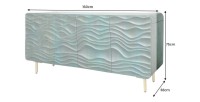 Buffet ONDARA 160 cm – Bois Massif Vert Sculpté – Pieds Dorés – Design Contemporain