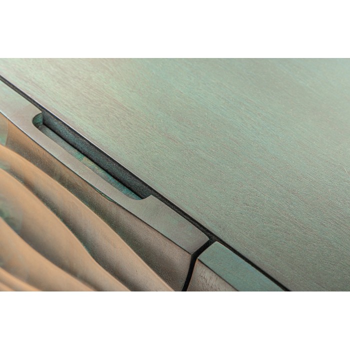 Buffet ONDARA 160 cm – Bois Massif Vert Sculpté – Pieds Dorés – Design Contemporain