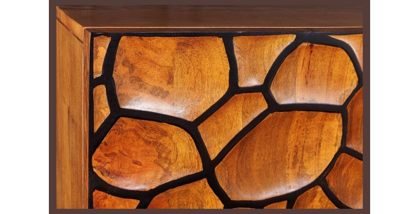 Buffet TERRAKAN 180 cm – Bois Massif de Manguier Marron – Façade Sculptée 3D