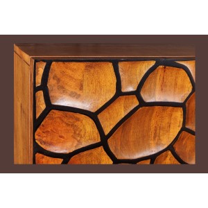 Buffet TERRAKAN 180 cm – Bois Massif de Manguier Marron – Façade Sculptée 3D