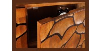 Buffet TERRAKAN 180 cm – Bois Massif de Manguier Marron – Façade Sculptée 3D