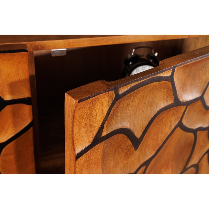 Buffet TERRAKAN 180 cm – Bois Massif de Manguier Marron – Façade Sculptée 3D
