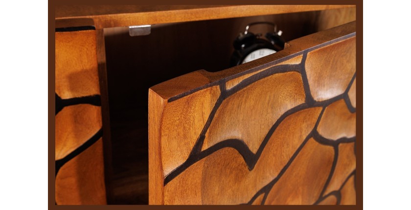 Buffet TERRAKAN 180 cm – Bois Massif de Manguier Marron – Façade Sculptée 3D