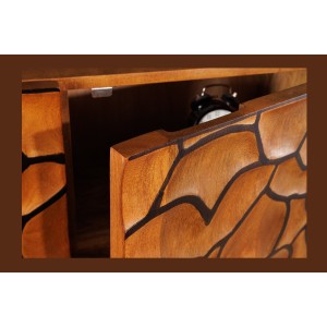 Buffet TERRAKAN 180 cm – Bois Massif de Manguier Marron – Façade Sculptée 3D