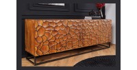 Buffet TERRAKAN 180 cm – Bois Massif de Manguier Marron – Façade Sculptée 3D
