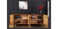 Buffet TERRAKAN 180 cm – Bois Massif de Manguier Marron – Façade Sculptée 3D