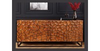 Buffet TERRAKAN 180 cm – Bois Massif de Manguier Marron – Façade Sculptée 3D
