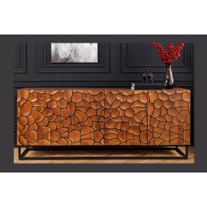 Buffet TERRAKAN 180 cm – Bois Massif de Manguier Marron – Façade Sculptée 3D