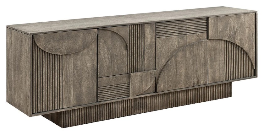 Buffet 170 cm 4 portes bois massif manguier fumé gris – Collection SÖREN
