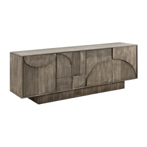 Buffet 170 cm 4 portes bois massif manguier fumé gris – Collection SÖREN