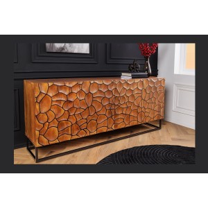 Buffet TERRAKAN 180 cm – Bois Massif de Manguier Marron – Façade Sculptée 3D