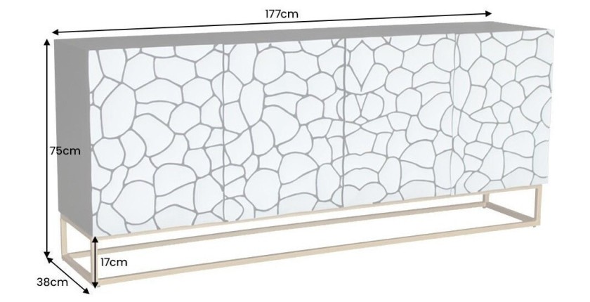 Buffet TERRAKAN 180 cm – Bois Massif de Manguier Marron – Façade Sculptée 3D