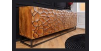 Buffet TERRAKAN 180 cm – Bois Massif de Manguier Marron – Façade Sculptée 3D