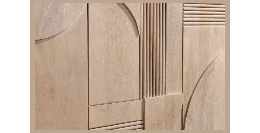 Buffet ORINO 170 cm – Bois massif de manguier blanchi – Style Art Déco 