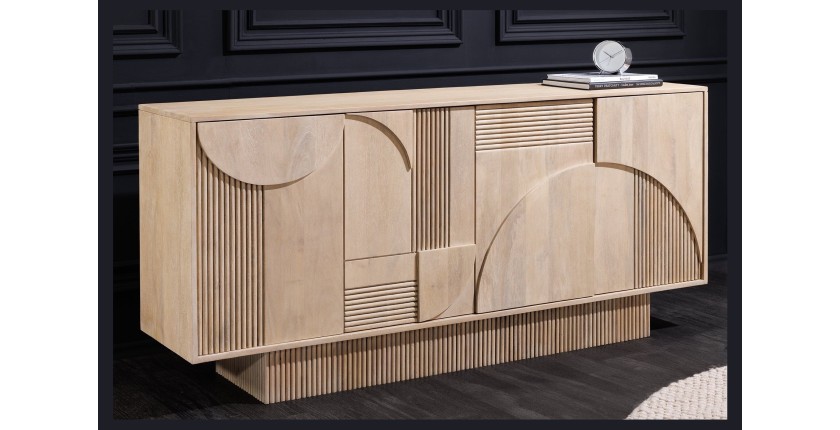 Buffet ORINO 170 cm – Bois massif de manguier blanchi – Style Art Déco 