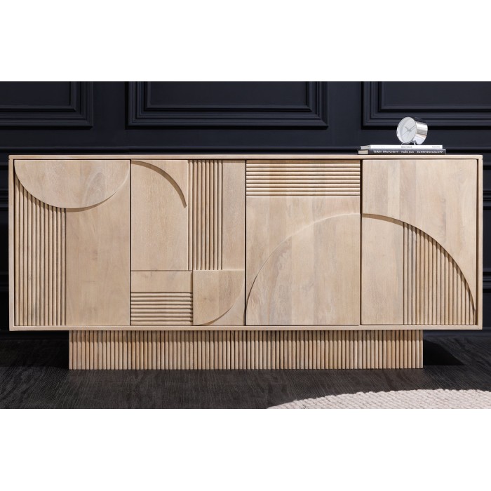 Buffet ORINO 170 cm – Bois massif de manguier blanchi – Style Art Déco 