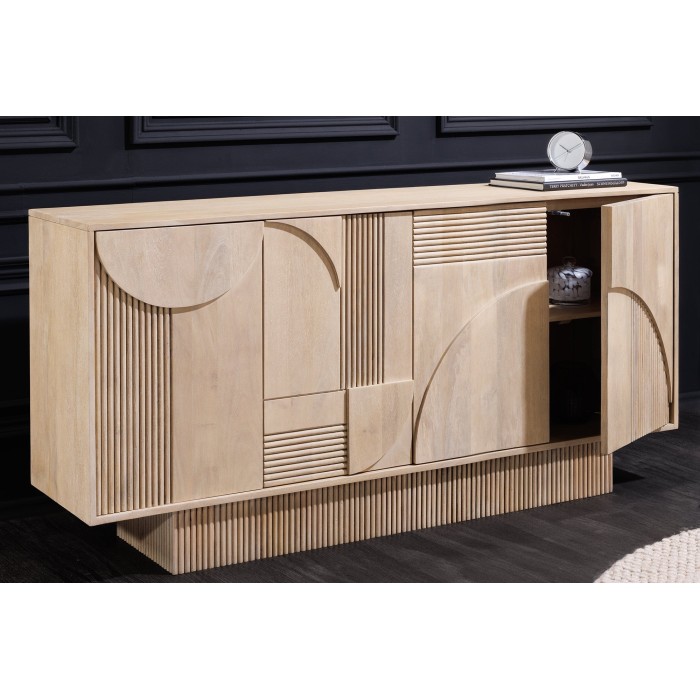 Buffet ORINO 170 cm – Bois massif de manguier blanchi – Style Art Déco 