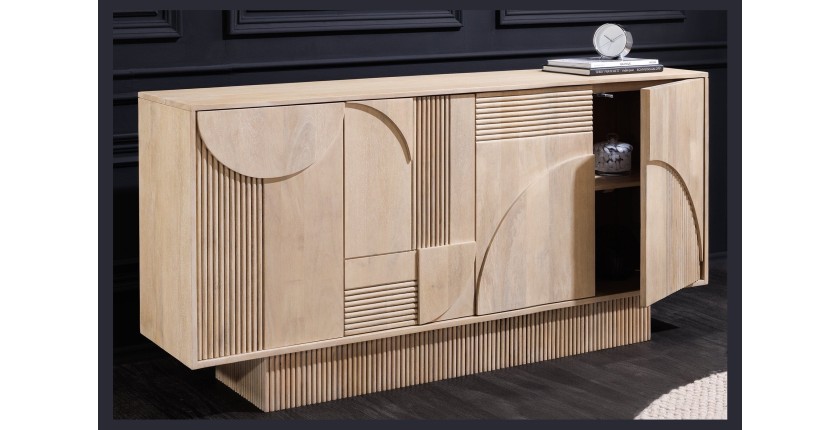 Buffet ORINO 170 cm – Bois massif de manguier blanchi – Style Art Déco 