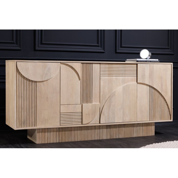 Buffet ORINO 170 cm – Bois massif de manguier blanchi – Style Art Déco 
