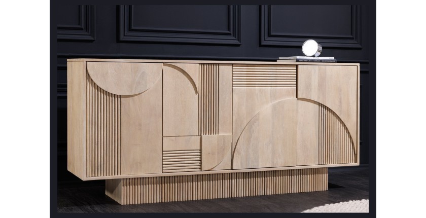 Buffet ORINO 170 cm – Bois massif de manguier blanchi – Style Art Déco 