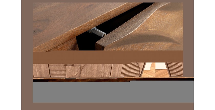 Buffet SYRMA 175 cm – Bois massif d’acacia sculpté – Design 3D dynamique