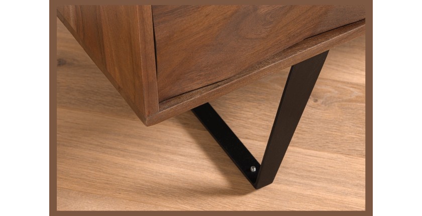 Buffet SYRMA 175 cm – Bois massif d’acacia sculpté – Design 3D dynamique