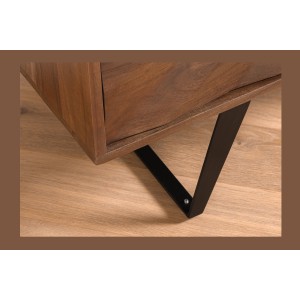 Buffet SYRMA 175 cm – Bois massif d’acacia sculpté – Design 3D dynamique