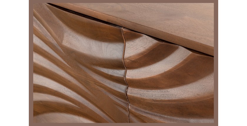 Buffet SYRMA 175 cm – Bois massif d’acacia sculpté – Design 3D dynamique