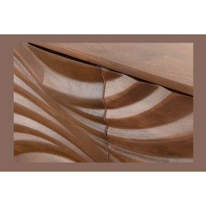 Buffet SYRMA 175 cm – Bois massif d’acacia sculpté – Design 3D dynamique