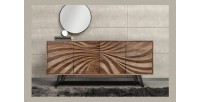 Buffet SYRMA 175 cm – Bois massif d’acacia sculpté – Design 3D dynamique
