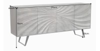 Buffet SYRMA 175 cm – Bois massif d’acacia sculpté – Design 3D dynamique