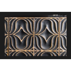 Buffet PALAZZO 180 cm – Bois massif gris et doré – Sculpté style rétro-vénitien