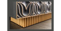Buffet PALAZZO 180 cm – Bois massif gris et doré – Sculpté style rétro-vénitien