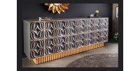 Buffet PALAZZO 180 cm – Bois massif gris et doré – Sculpté style rétro-vénitien