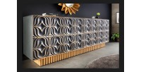 Buffet PALAZZO 180 cm – Bois massif gris et doré – Sculpté style rétro-vénitien
